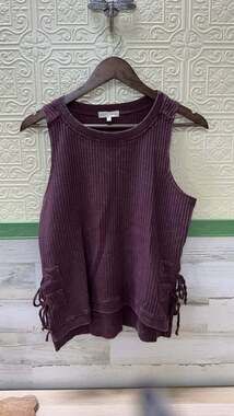 Gilded Intent Women's Waffle Knit Tank Top with Side Ties
